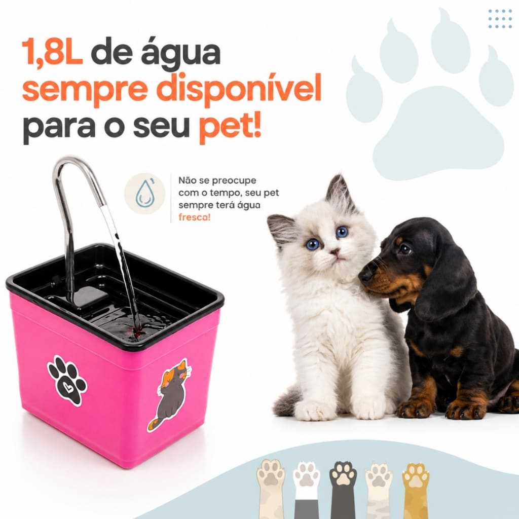 Fonte Bebedouro Automático 1,8L para Pets– Silencioso e Bivolt